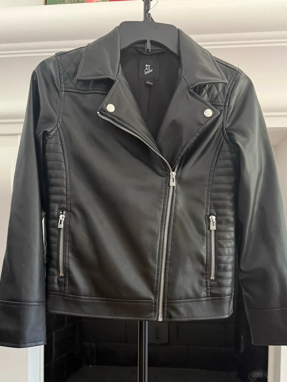 art class Black Faux Leather Quilted Moto Jacket